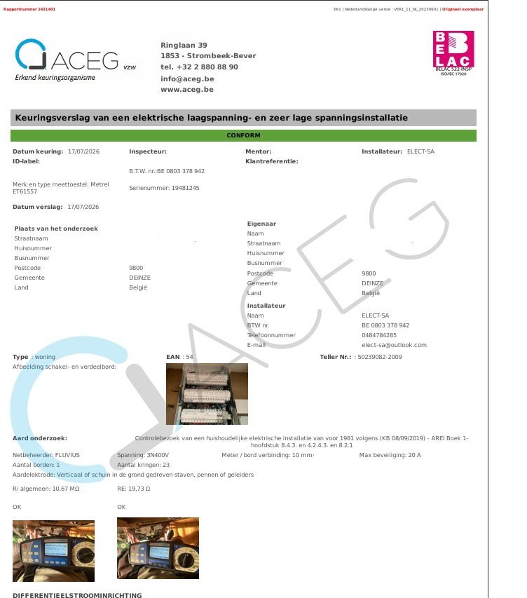 AREI-conforme installatie